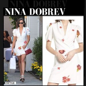 New Leith White Pink Floral Lined Mini Dress Size Small Celebrity Favorite